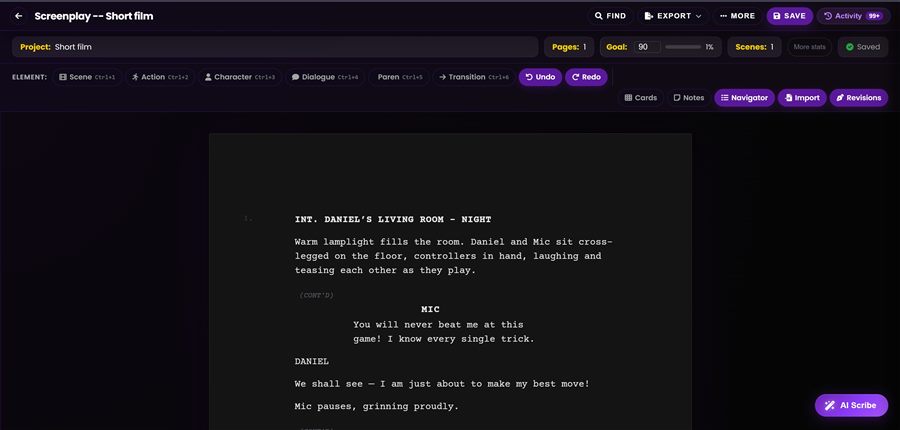 PREP Screenplay Editor with formatting tools