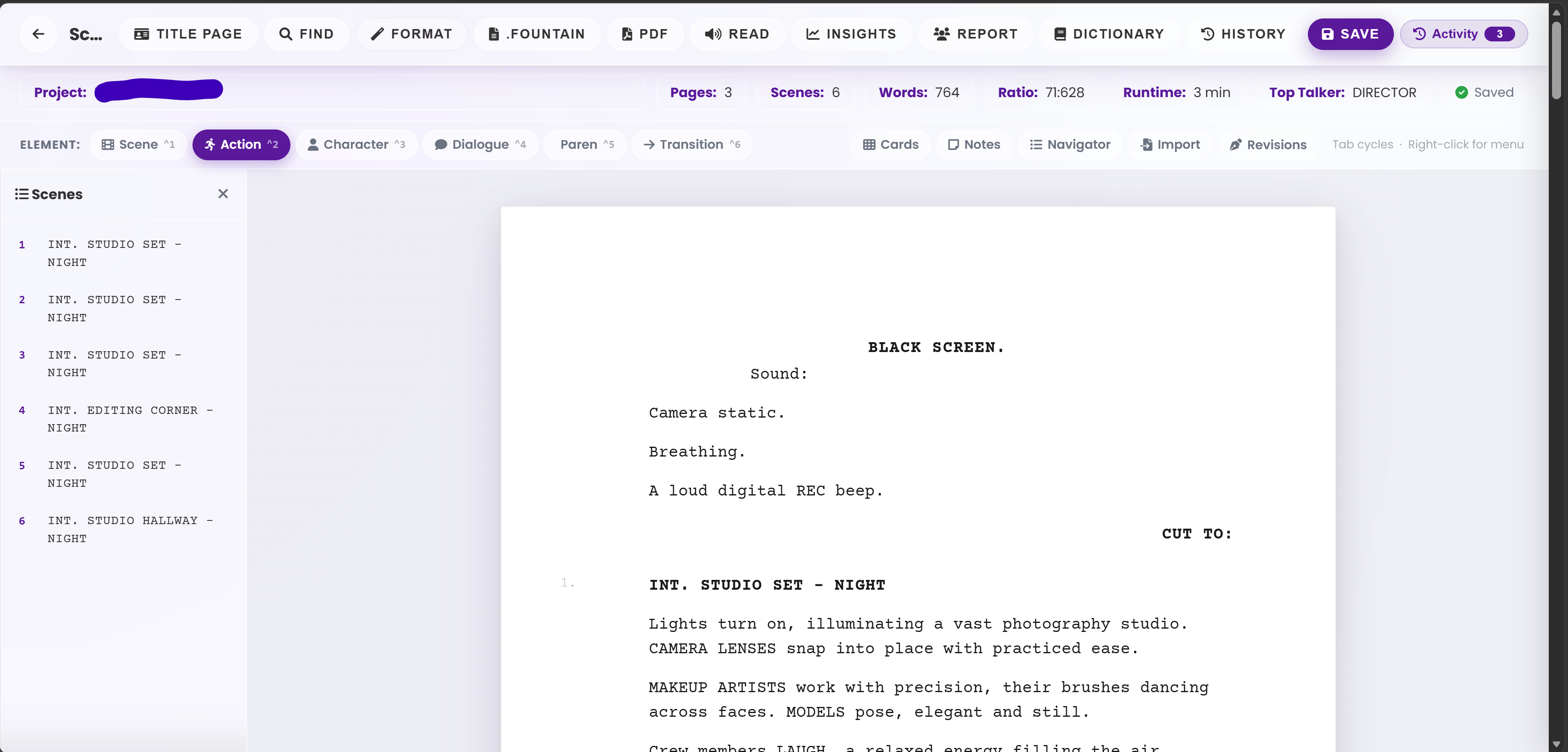 PREP Screenplay Editor